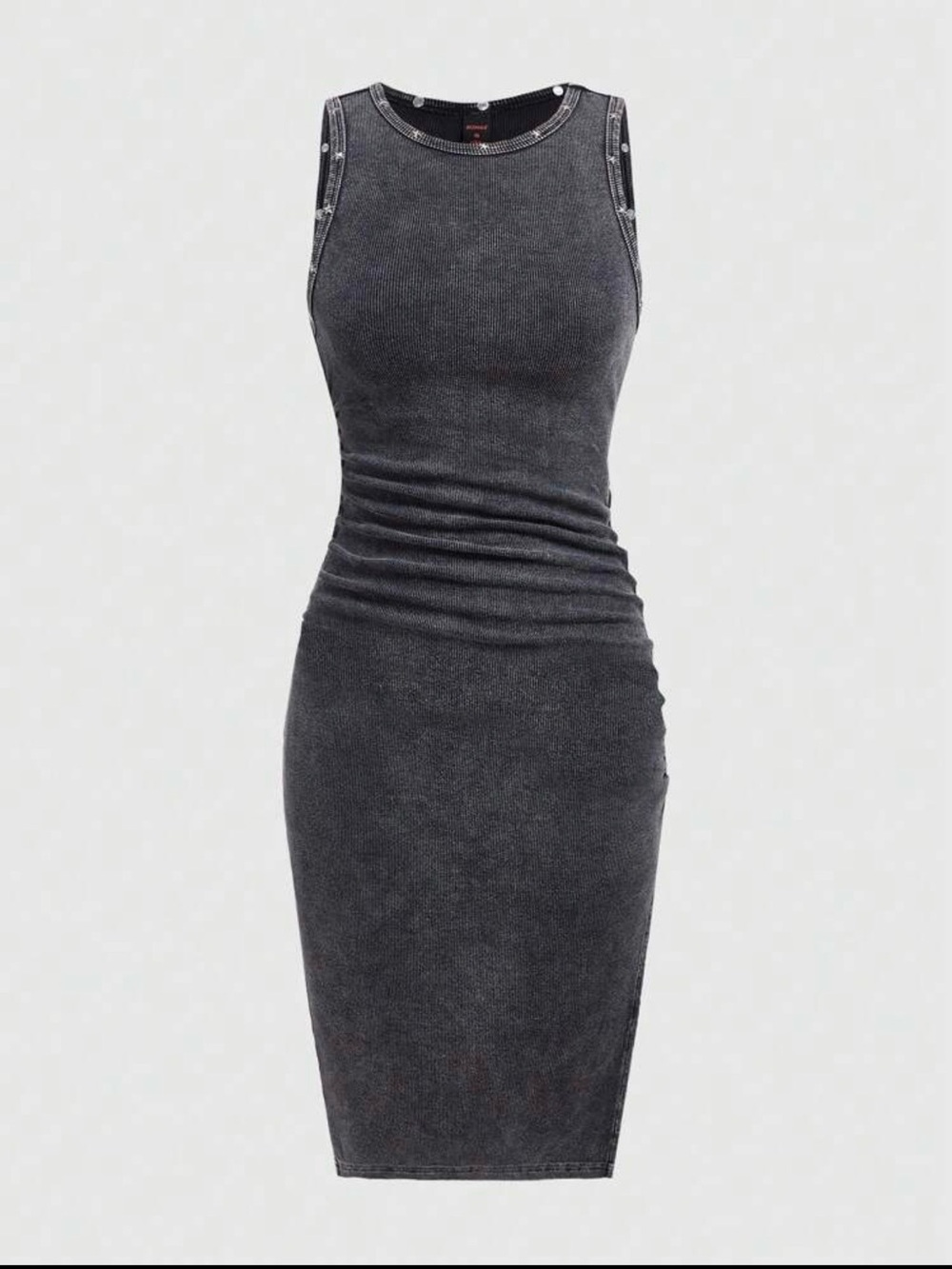 Sleeveless Bodycon Midi Dress - Charcoal Gray